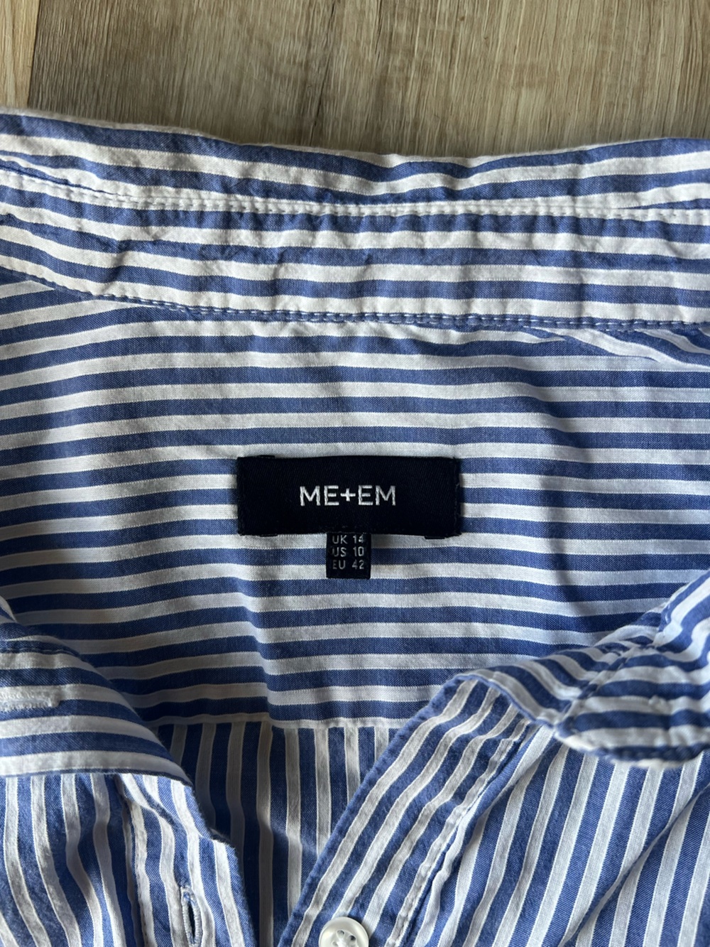 ME+EM Lightweight Cropped Boxy Button Down Shirt Blue Stripe size 10 - Picture 4 of 10
